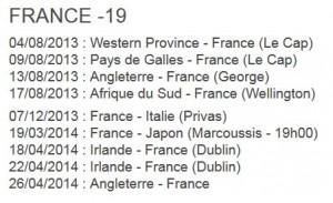 calendrier U19